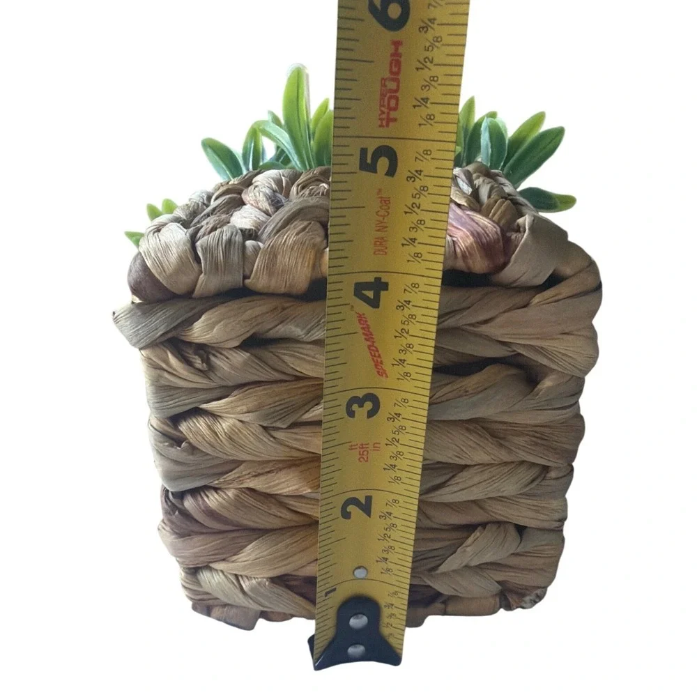 Faux Greenery Artificial Plant Small Green New Woven Basket Pot Farmhouse Decor